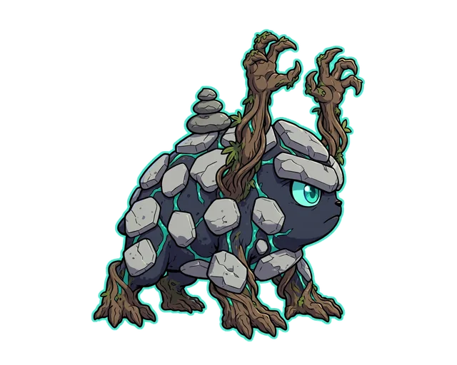 Cairnkin — a low, six-limbed stone-plated creature with root-like hands